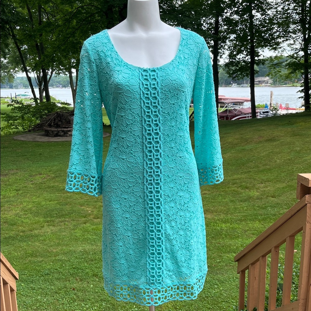 Alfani Turquoise Lace Shift Dress